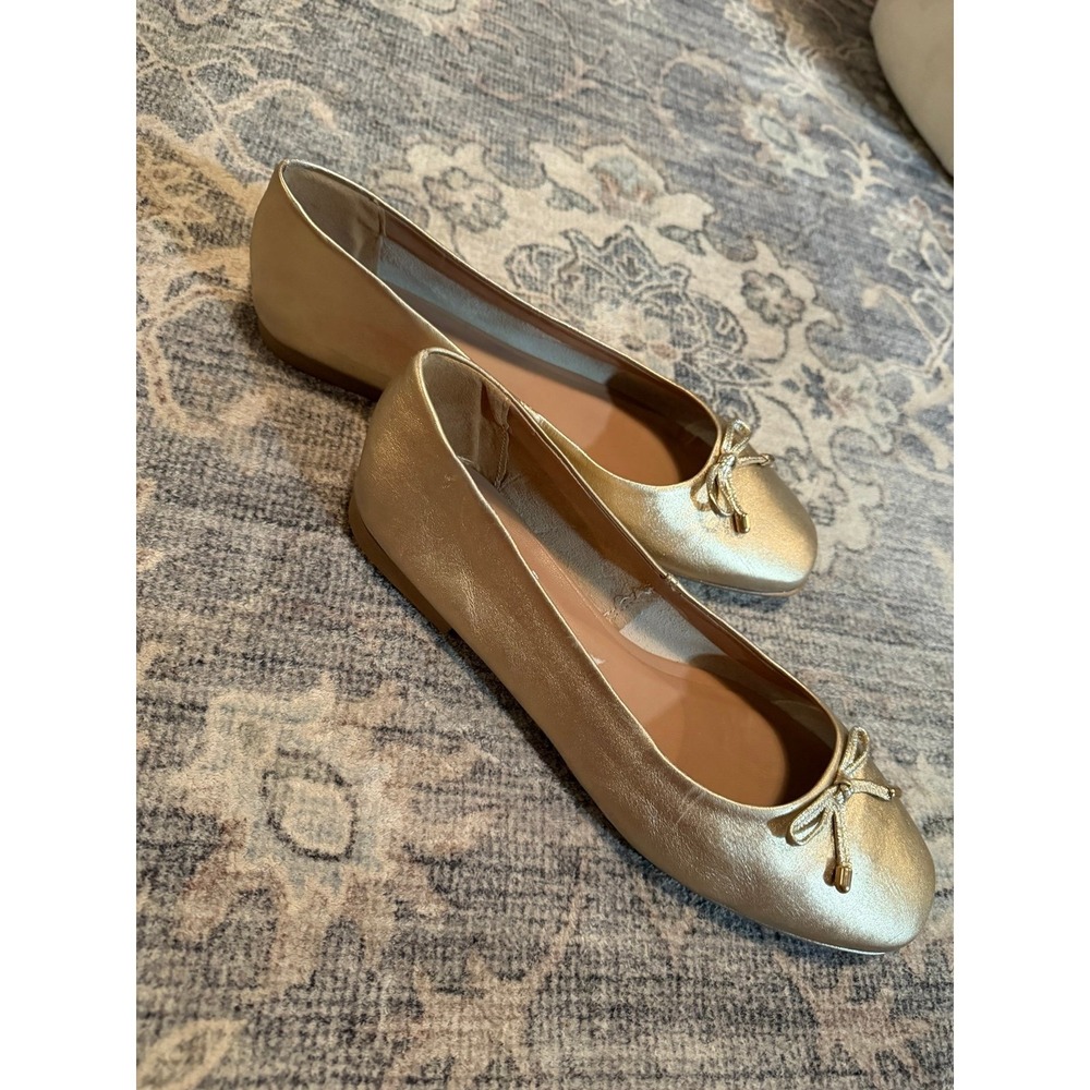 Women's Gold Bow Ballerina Flats Botter